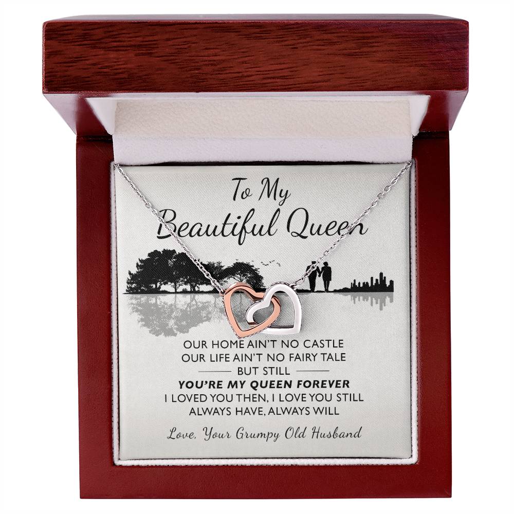 To My Beautiful Queen Interlocking Hearts Necklace