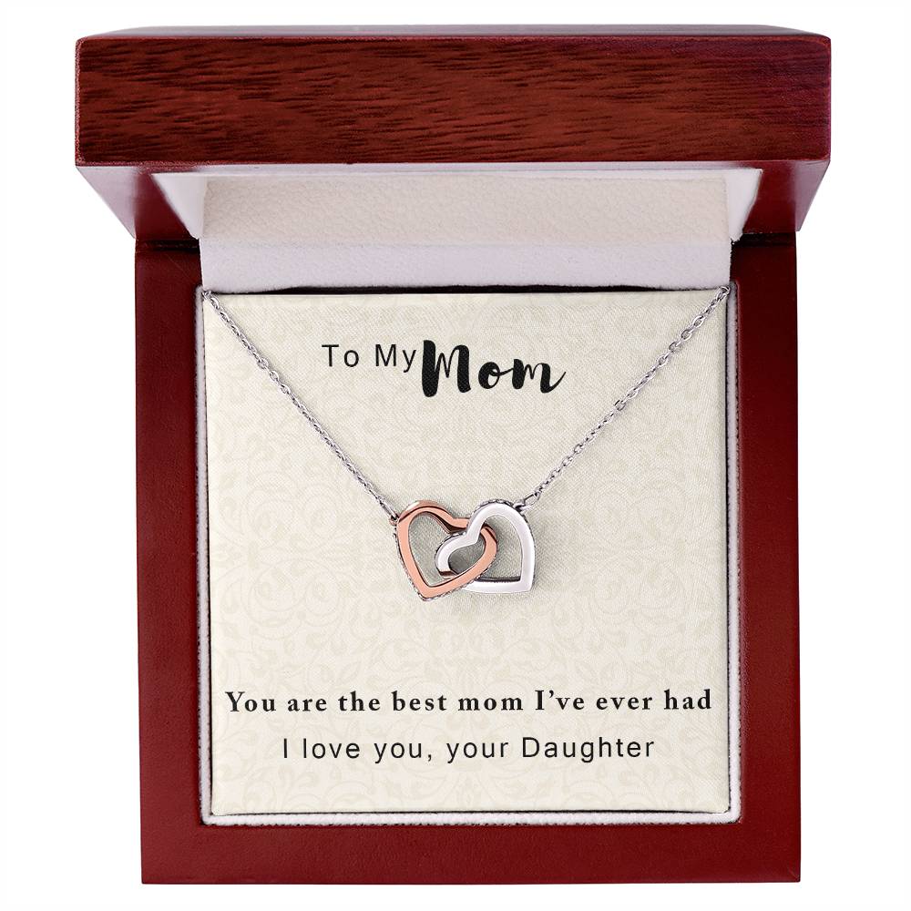 To My Mother - The Best One I'Ve Ever Had - Necklace With Message Card Interlocking Hearts Necklace