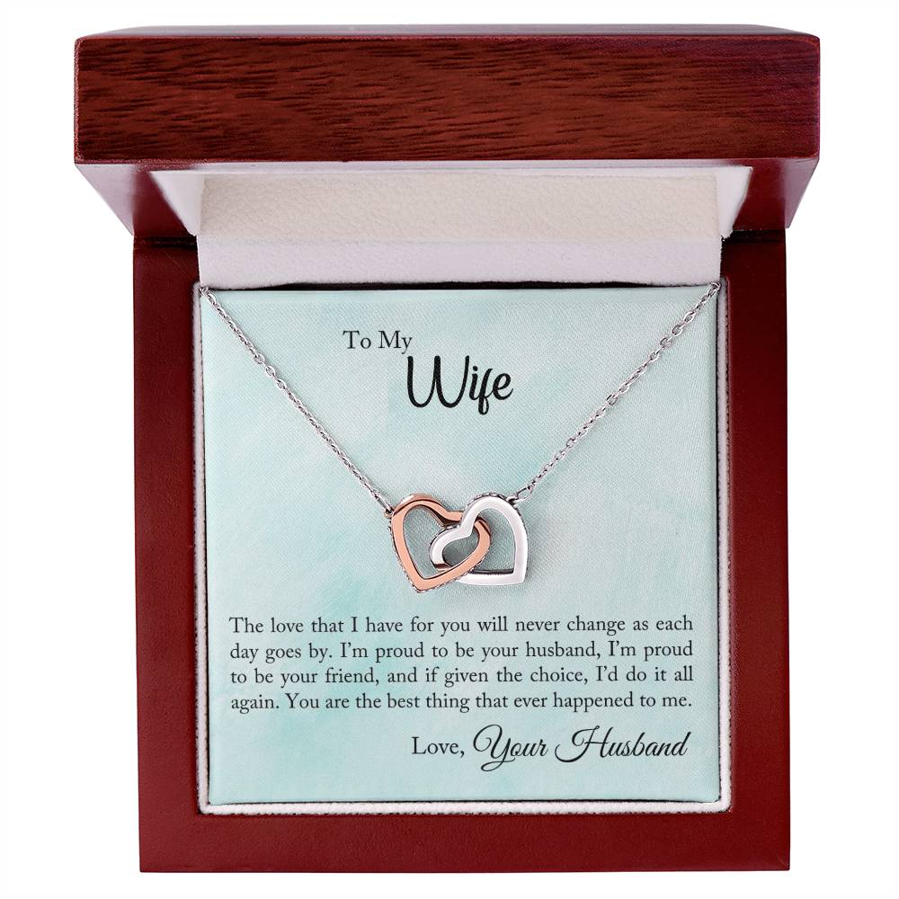 Gift For Wife - Interlocking Hearts Necklace Symbol Of Never-Ending Love