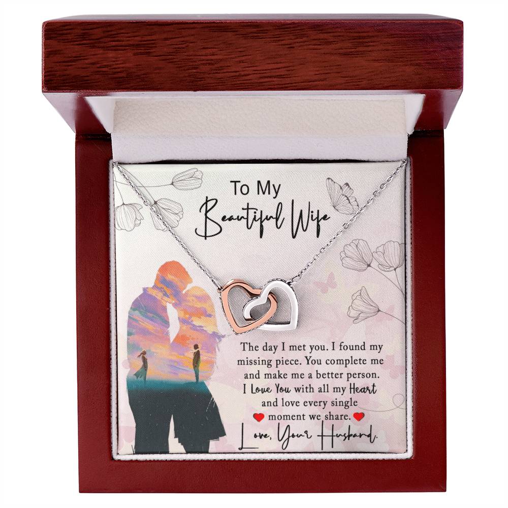 To My Beautiful Wife Interlocking Hearts Necklace