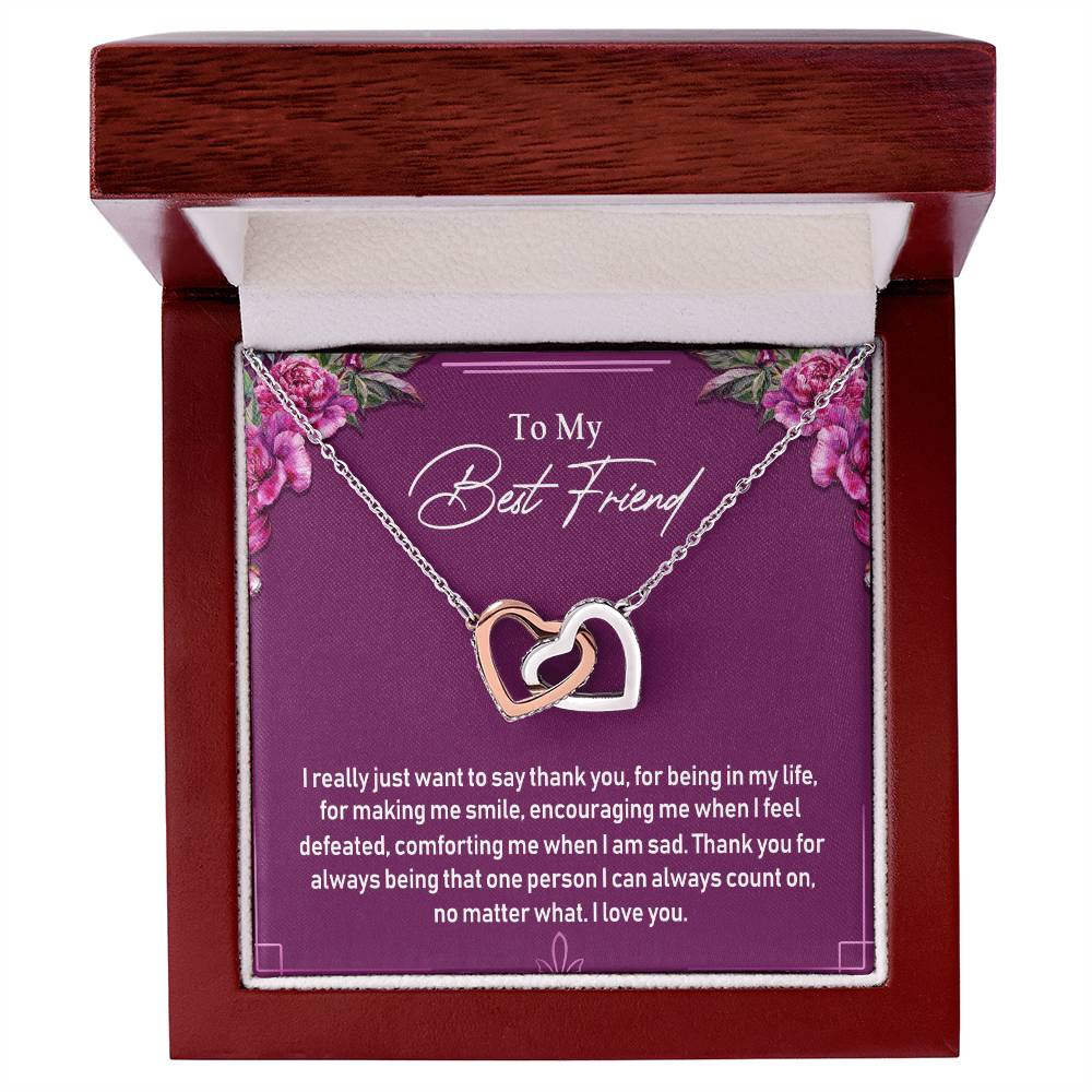 To My Best Friend Interlocking Hearts Necklace Message Card