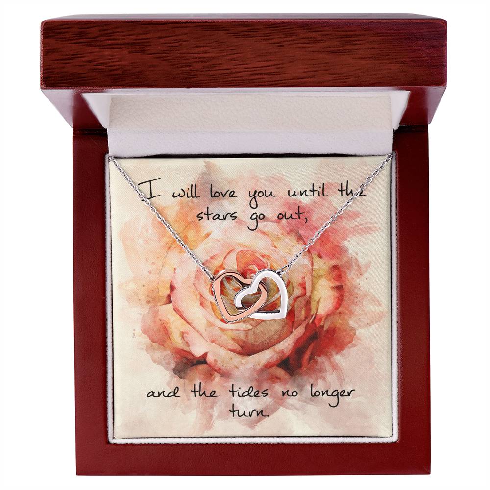 Interlocking Hearts Necklace – Pink Rose Message Card