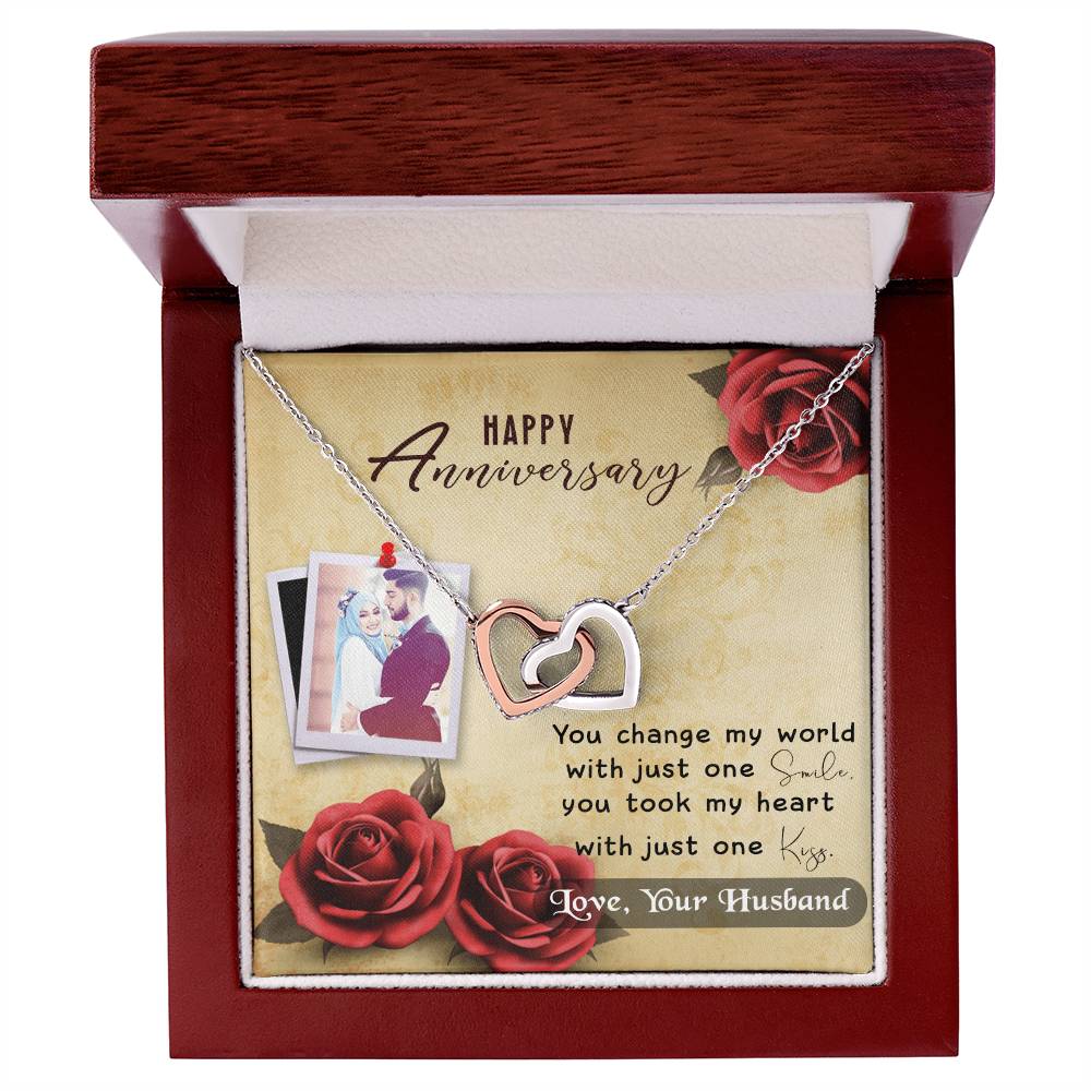 Anniversary Best Gift For Wife Interlocking Hearts Necklace With On Demand Message Card