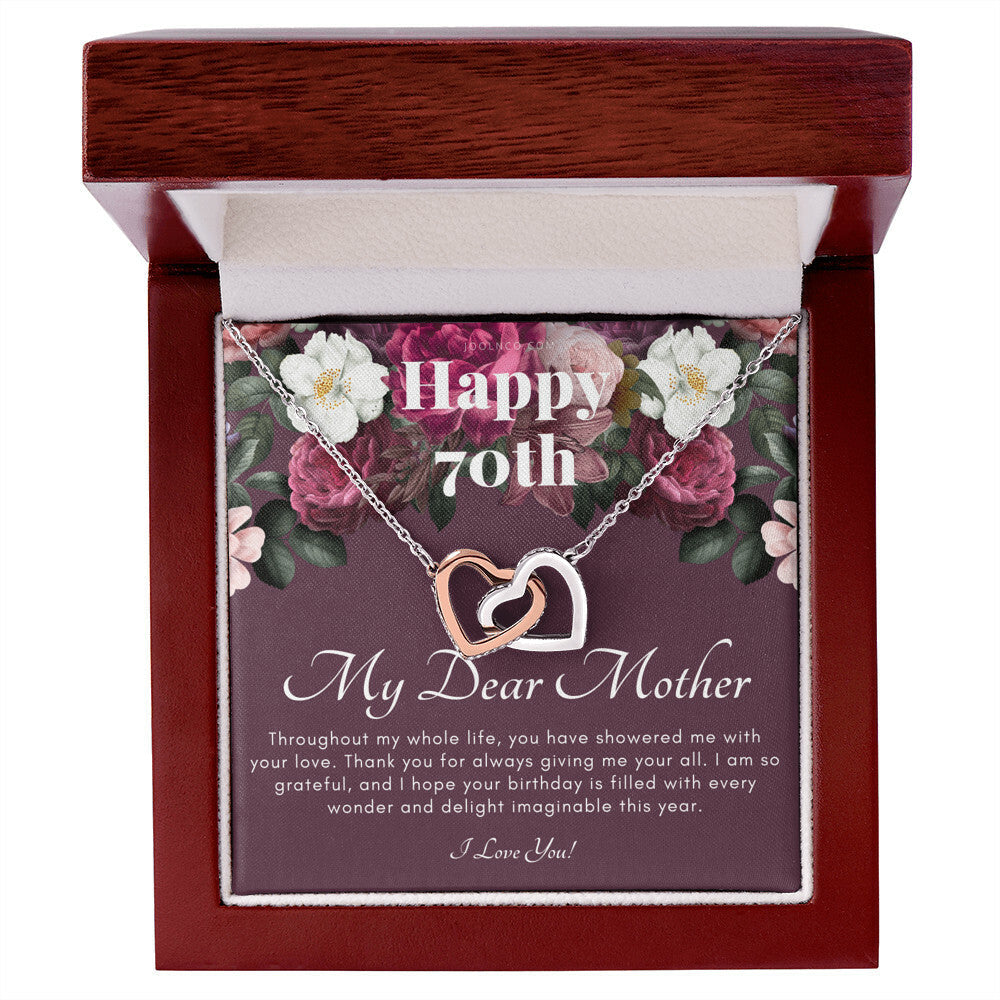 Mother'S 70Th Birthday Gift Gift For Mom On Her Birthday Gift For Mom From Daughter & Son Mom Necklace Best Mom Gift Message Card Interlocking Hearts Necklace