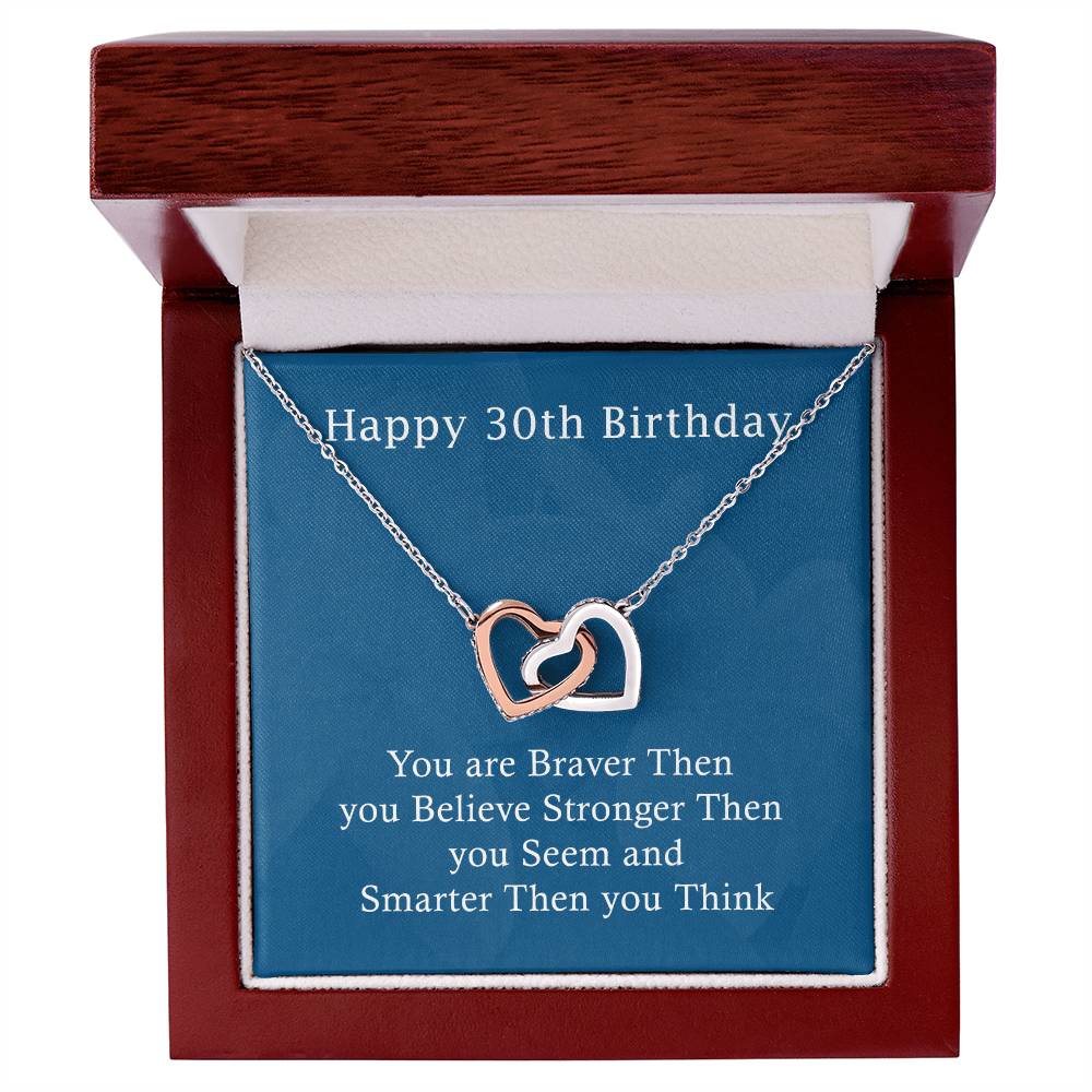 Happy 30Th Birthday Gifts For Girls Or Women Interlocking Hearts Necklace