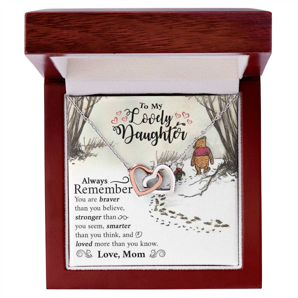 Lovely Daughter Winnie The Pooh Necklace Interlocking Hearts Necklace
