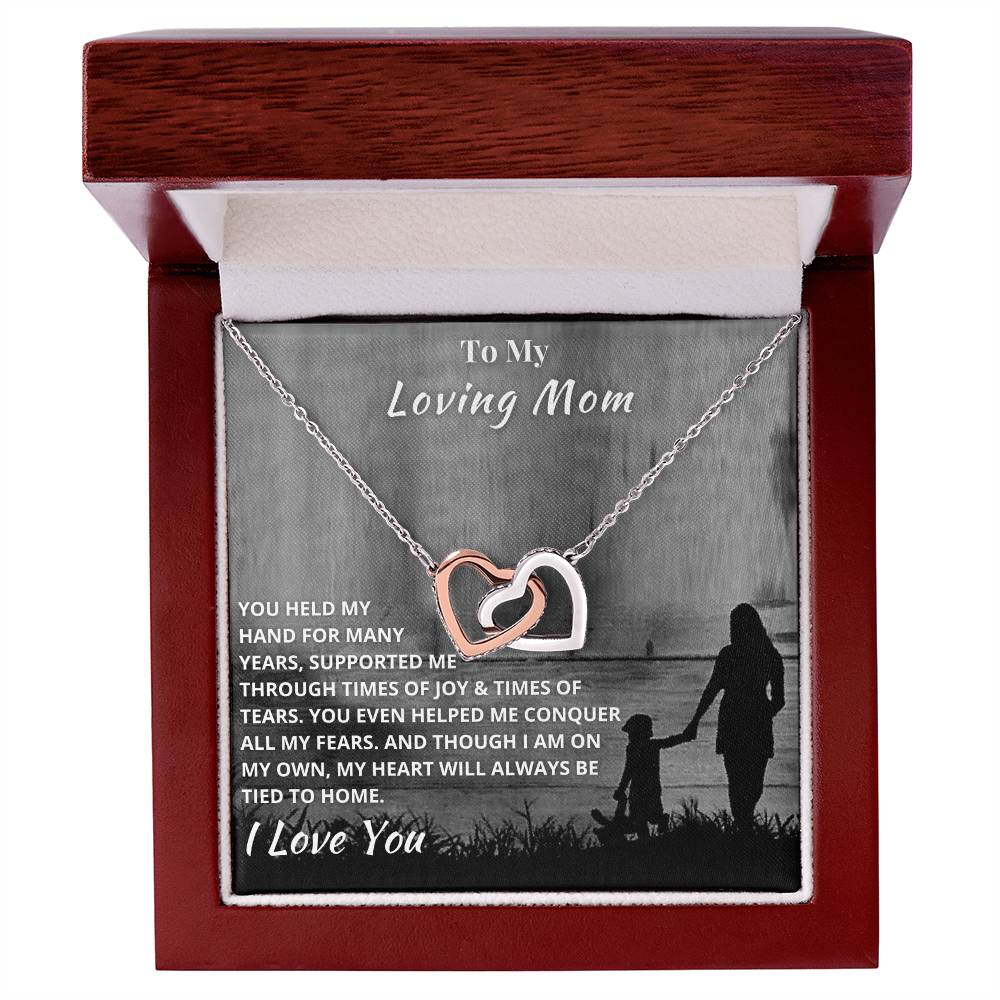 To My Mom - Hold My Hand Forever - Necklace Interlocking Hearts Necklace