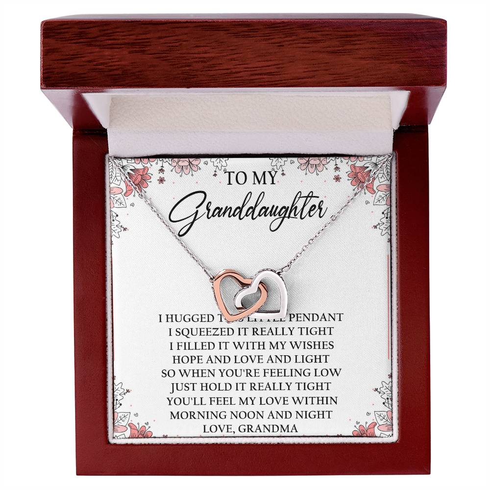 To My Granddaughter Interlocking Hearts Necklace Message Card