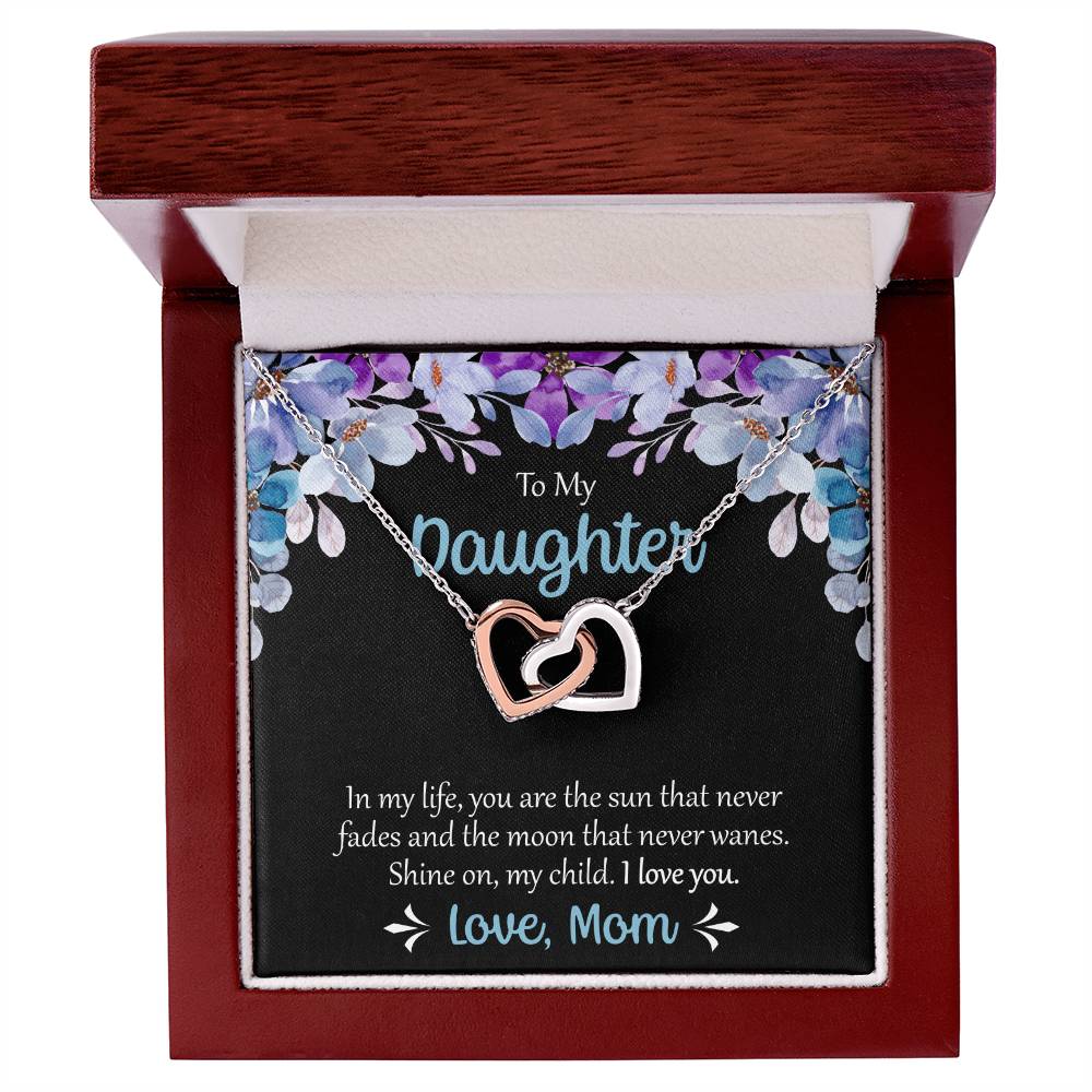 To My Daughter The Sun That Never Fades Necklace Interlocking Hearts Necklace