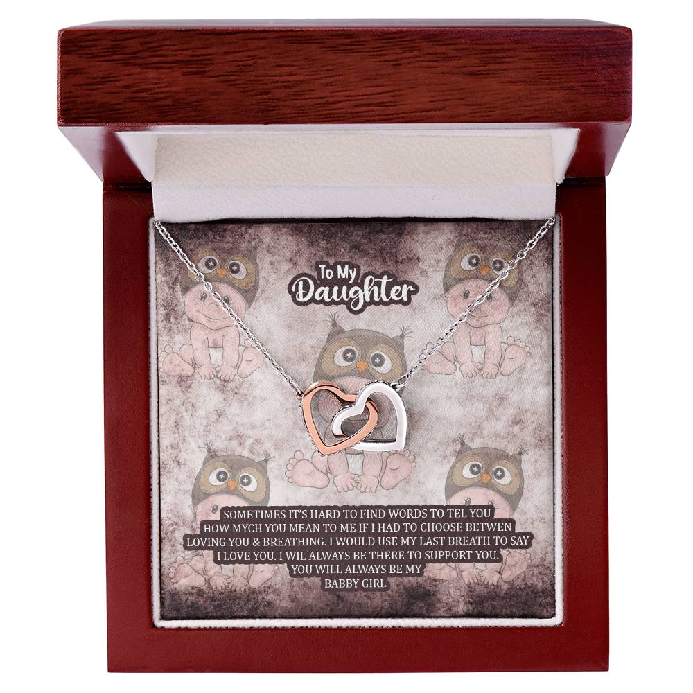 To My Daughter Sometimes It'S Heard To Find Words Interlocking Hearts Necklace