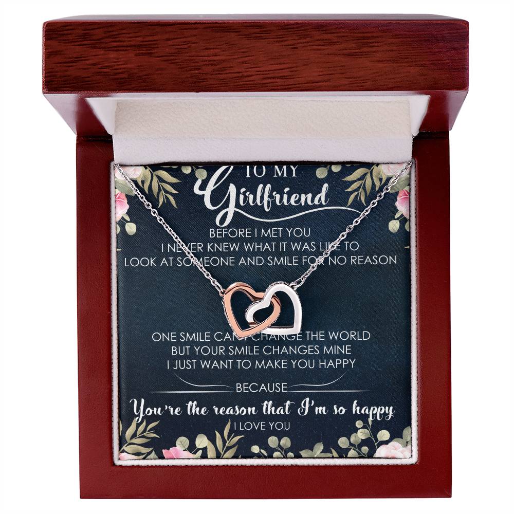 To My Girlfriend Interlocking Hearts Necklace Message Card