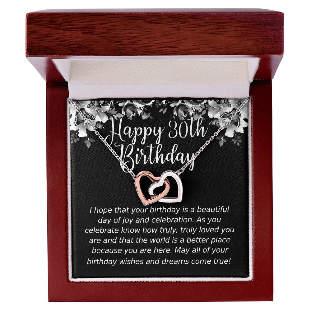 Happy Birthday 30 Year Old 1 Interlocking Hearts Necklace
