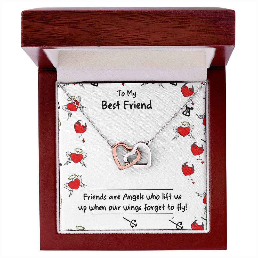 Friends Are Angels Necklace - Perfect Gift For Your Best Friend Interlocking Hearts Necklace