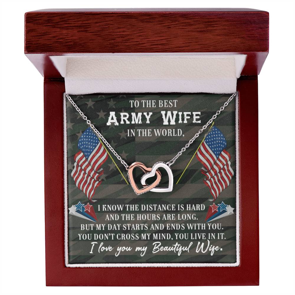 To My Army Wife I Know The Distance Is Hard Love You . Interlocking Hearts Necklace
