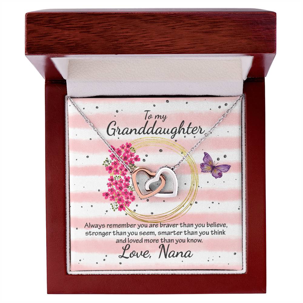 Interlocking Heart Necklace - From Nana To My Granddaughter Interlocking Hearts Necklace