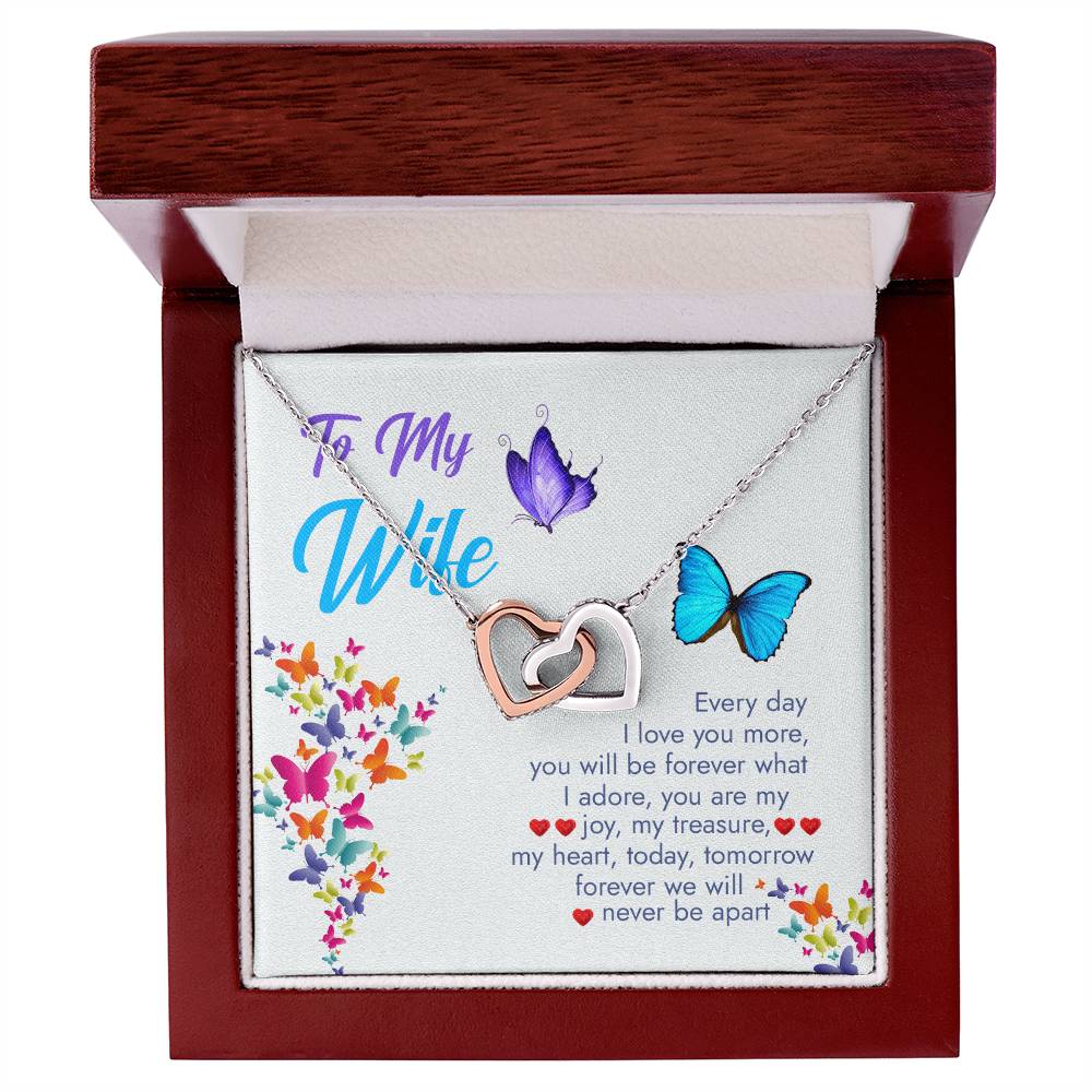 Interlocking Heart Necklace Husband To Wife Gift Wife Necklace Gift Anniversary Gift For Wife Wife Necklace Message Card Wife Gift Interlocking Hearts Necklace