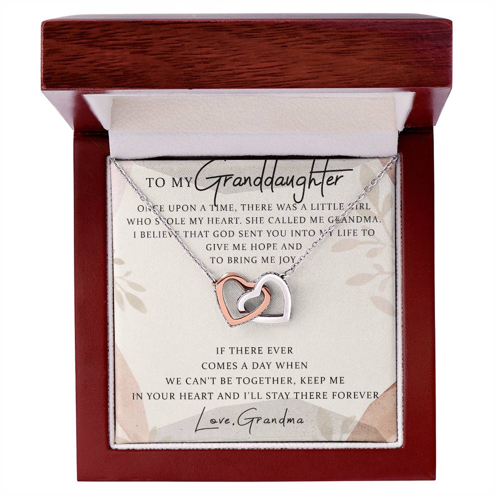To My Granddaughter Interlocking Hearts Necklace Message Card