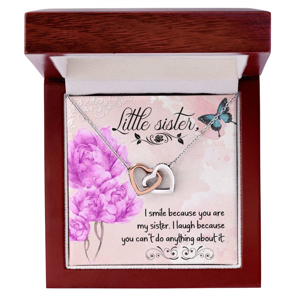 Gift For Sister - I Smile Because You Necklace Interlocking Hearts Necklace