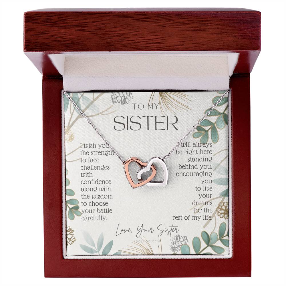 To My Sister Live Your Dreams Gift For Sister From Sister Sister Birthday Graduation Christmas Present Interlocking Hearts Necklace