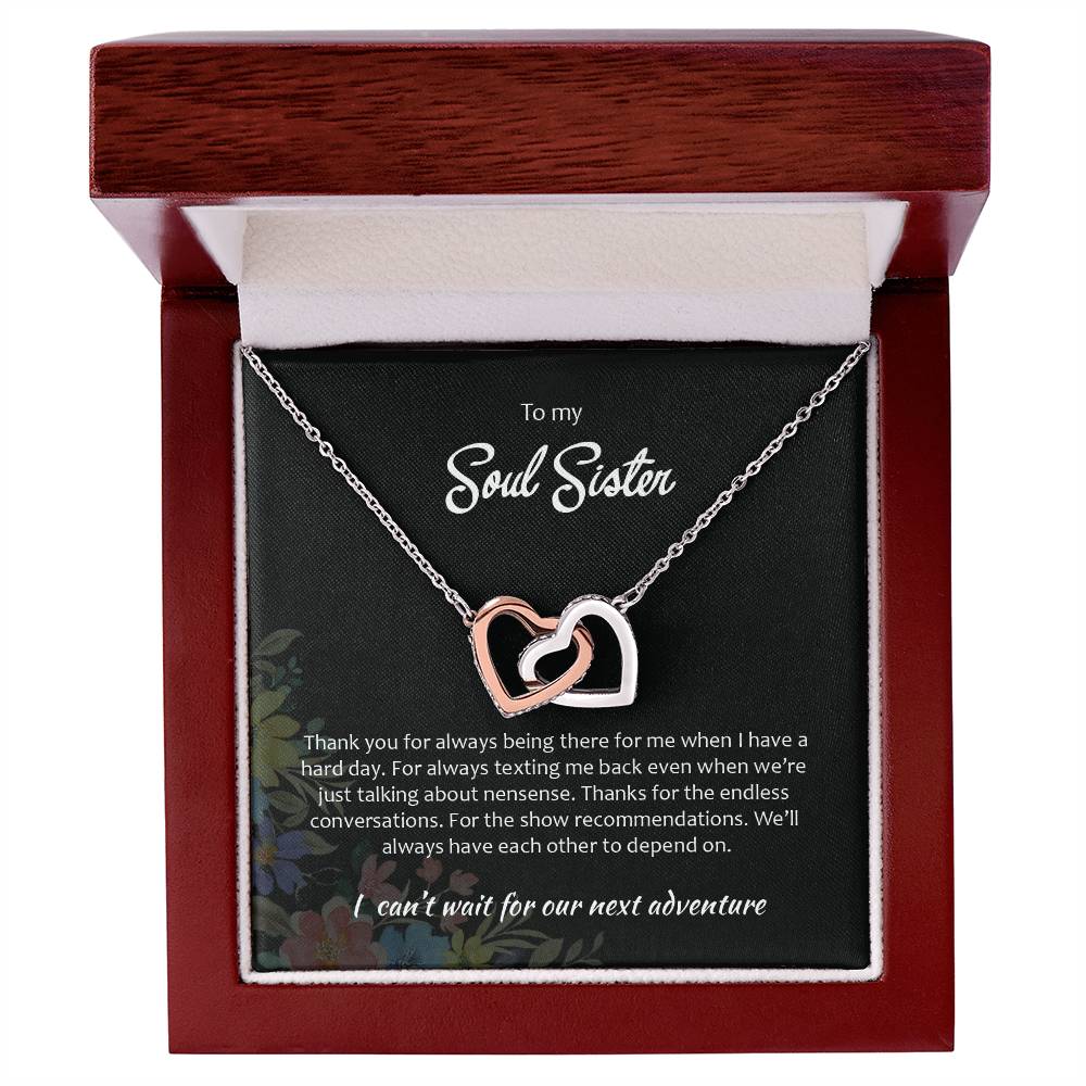 Soul Sister - Double Hearts Necklace Interlocking Hearts Necklace