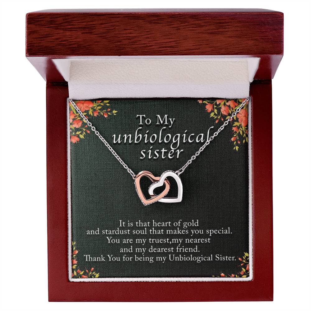 Unbiological Sister Interlocking Heart Necklace Gift Interlocking Hearts Necklace