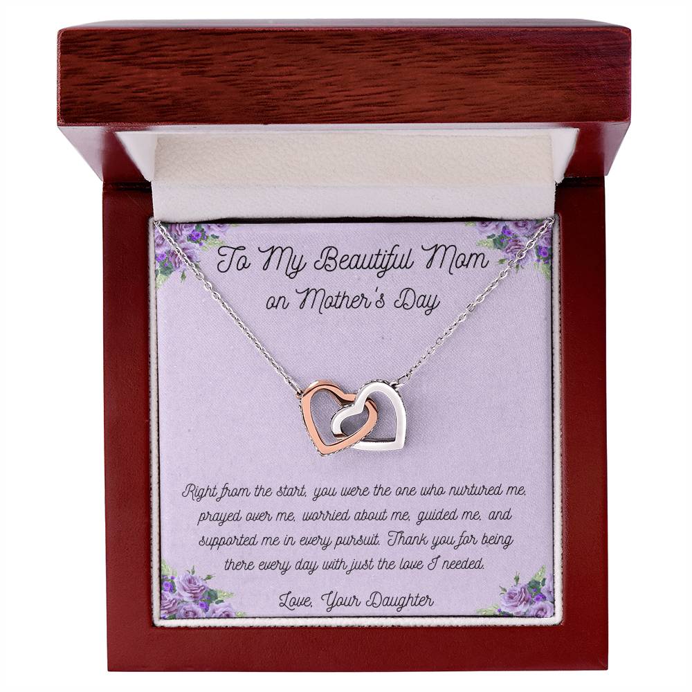 To My Beautiful Mom - Interlocking Hearts Necklace