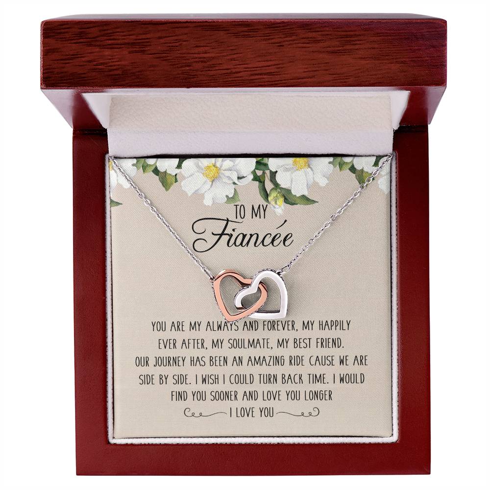 To My Fiancée Interlocking Hearts Necklace Message Card