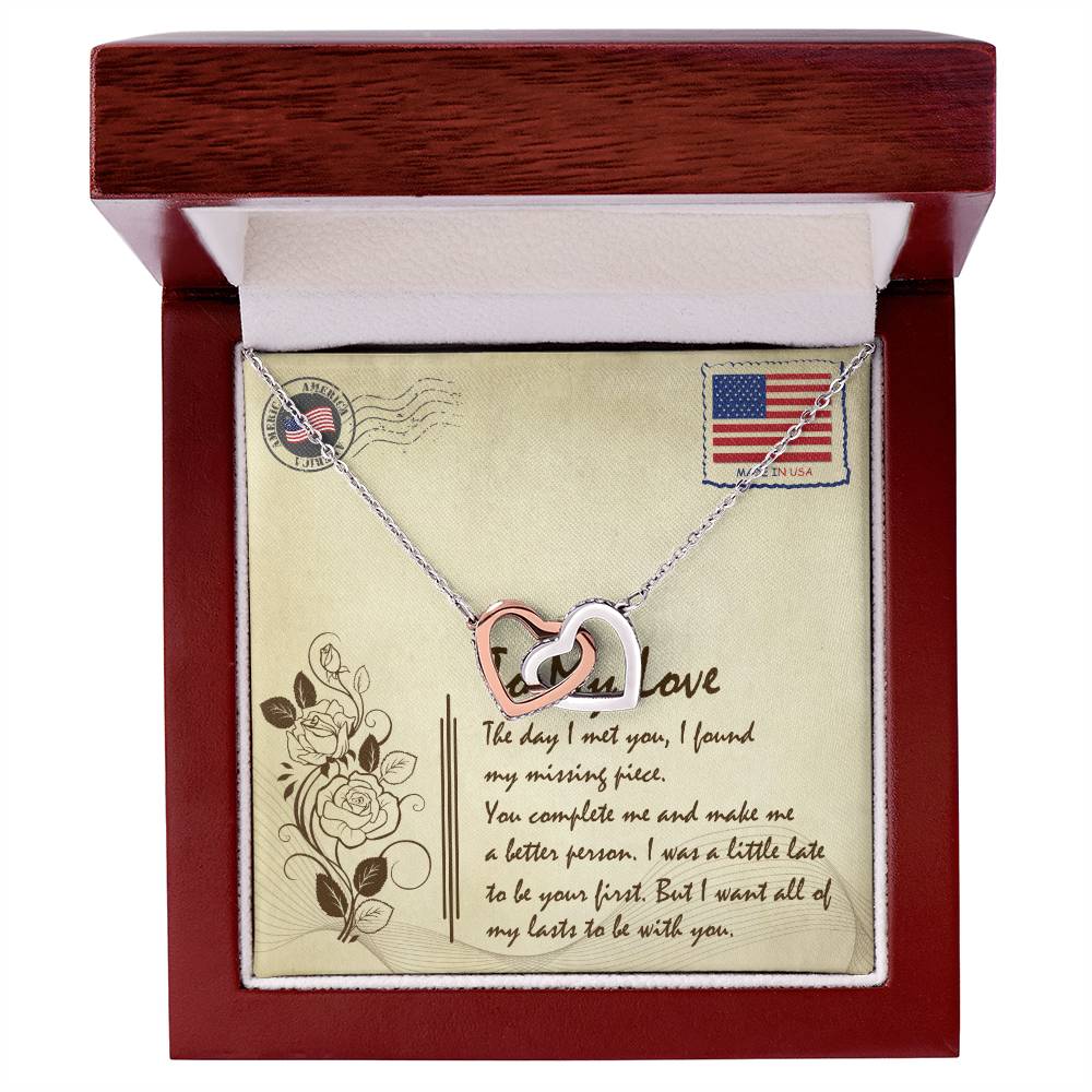 To My Love Interlocking Hearts Necklace Message Card