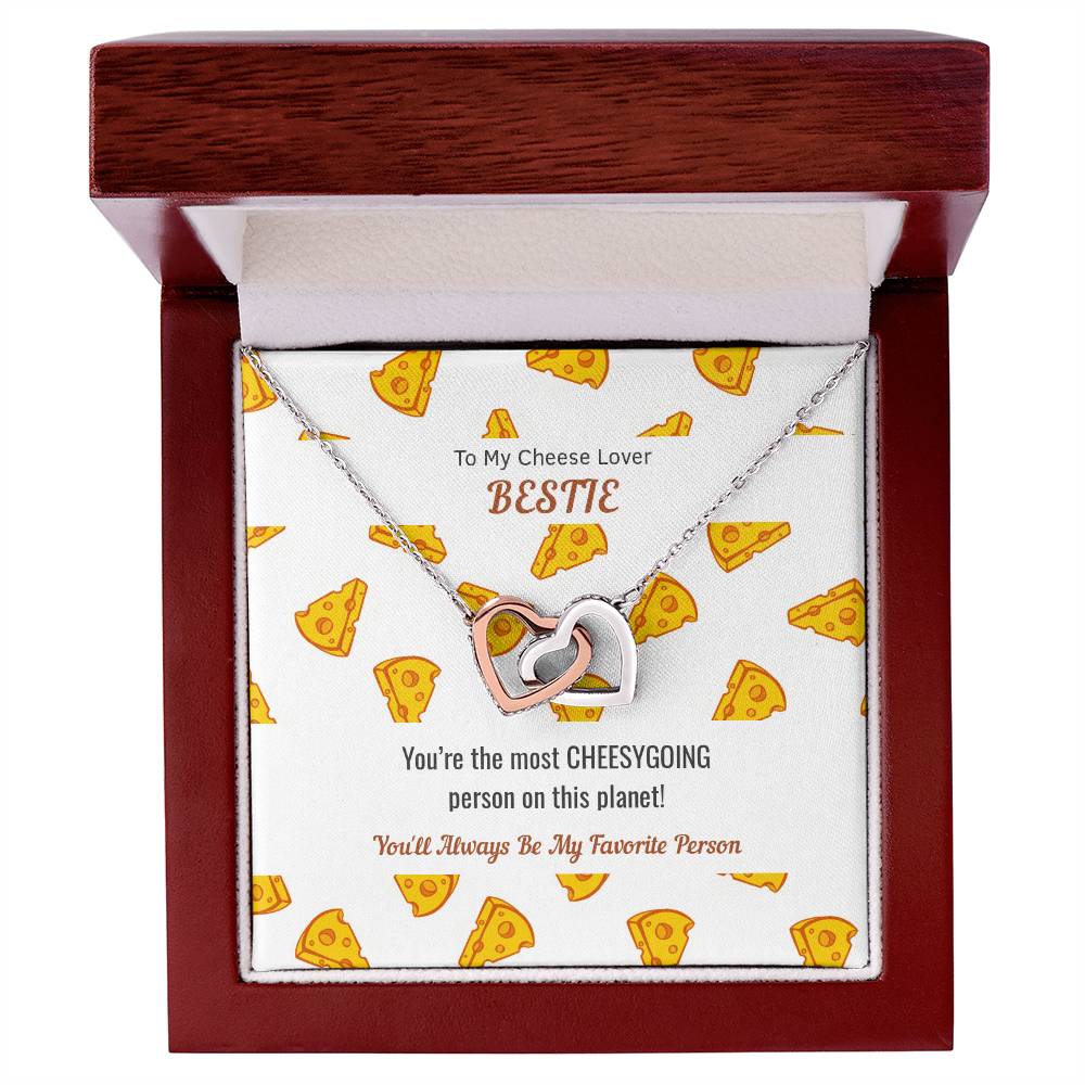 Necklace Gift For Cheese Lover Bestie Cheesy Gift Cheesy Card Cheese Hamper Cheese Lover Gift Birthday Gift For Bestie Interlocking Hearts Necklace