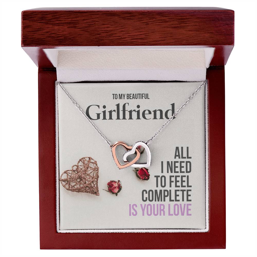 Romantic Girlfriend Necklace Gift - To My Girlfriend Interlocking Hearts Necklace