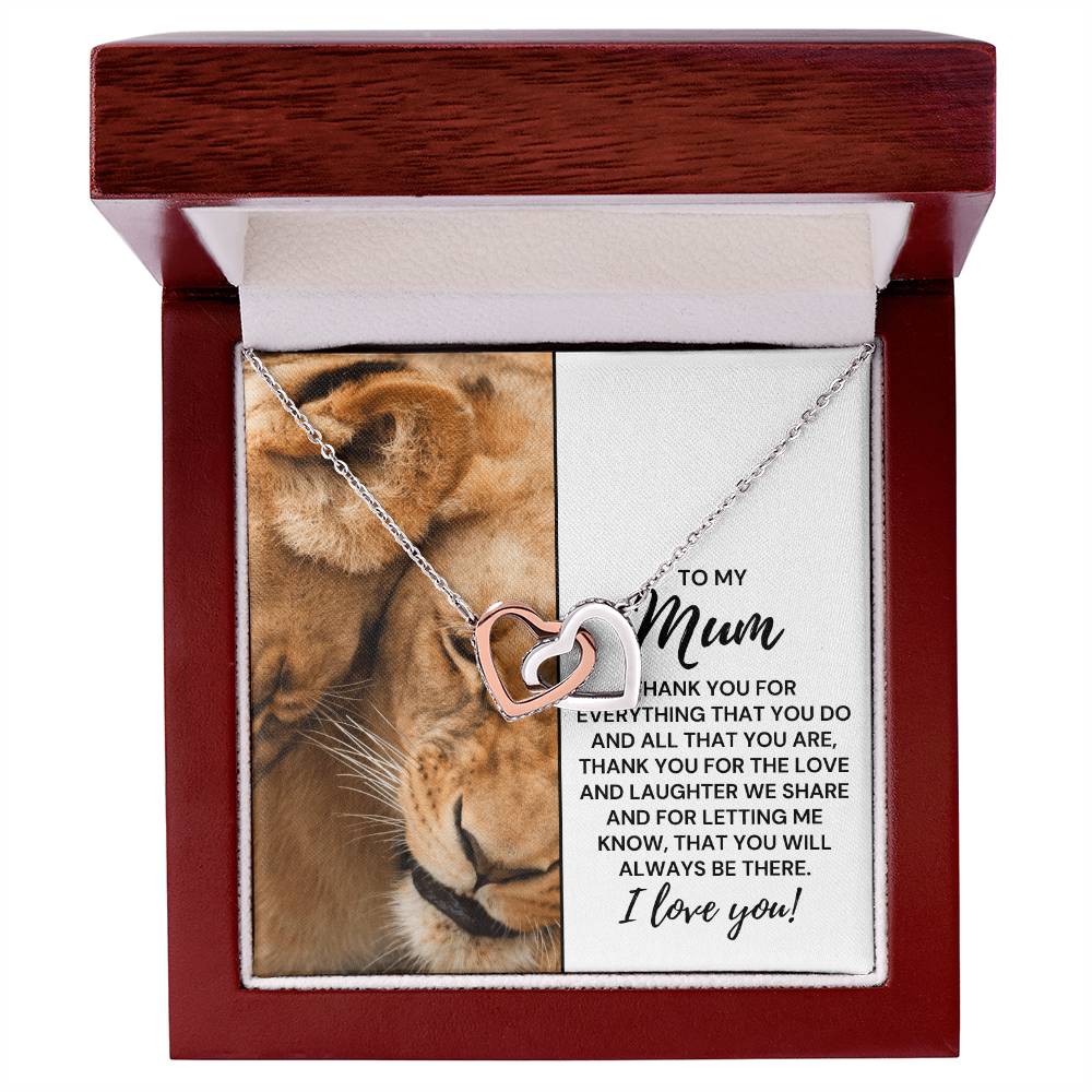 To My Mum - Thank You For Everything That You Do - Necklace Interlocking Hearts Necklace