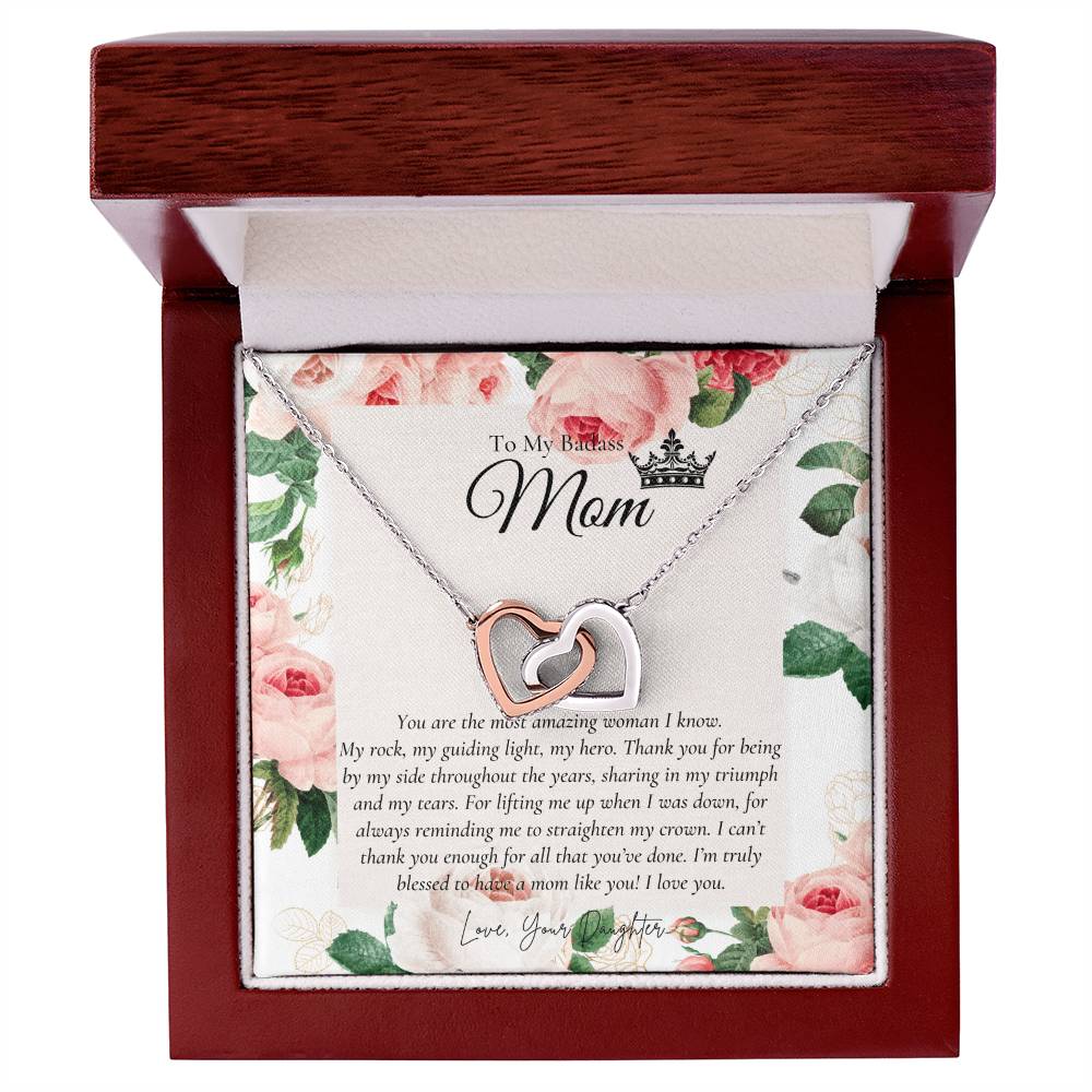 To My Beautiful Mom Necklace Badass Mom Gift Mother’S Day Gift Birthday Gift Gift From Daughter On Wedding Day Interlocking Hearts Necklace