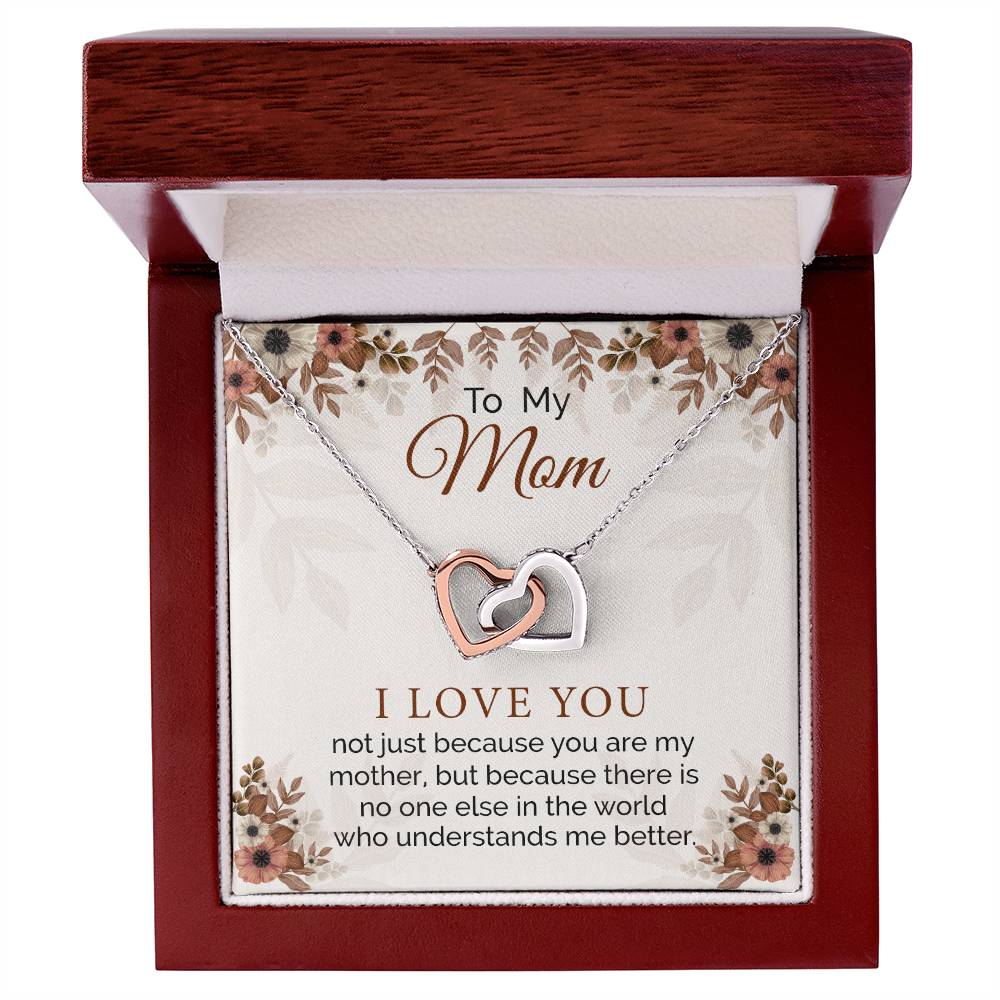 Gifts For Mom From Daughter Interlocking Hearts Necklace