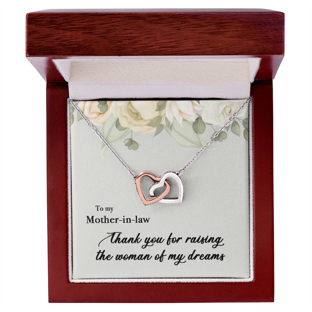 To My Mother In Law Thank You For Raising The Woman Of My Dreams Interlocking Hearts Necklace