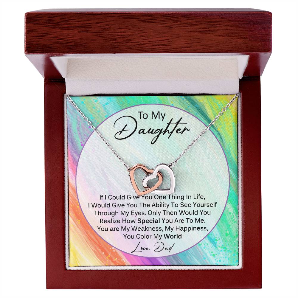 You Color My World - Gift For Daughter From Dad Interlocking Hearts Necklace