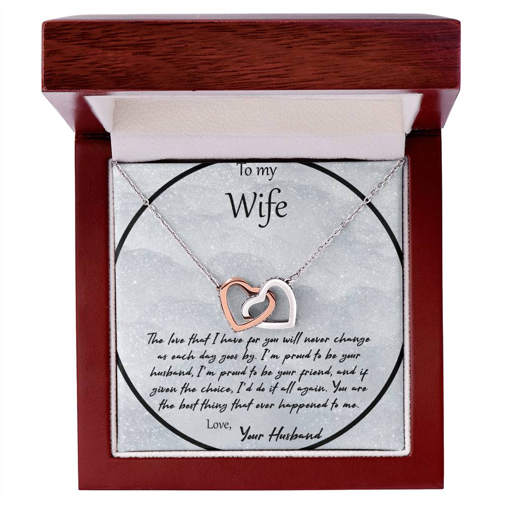 To My Wife The Love That I Have For You - Gray Interlocking Hearts Necklace