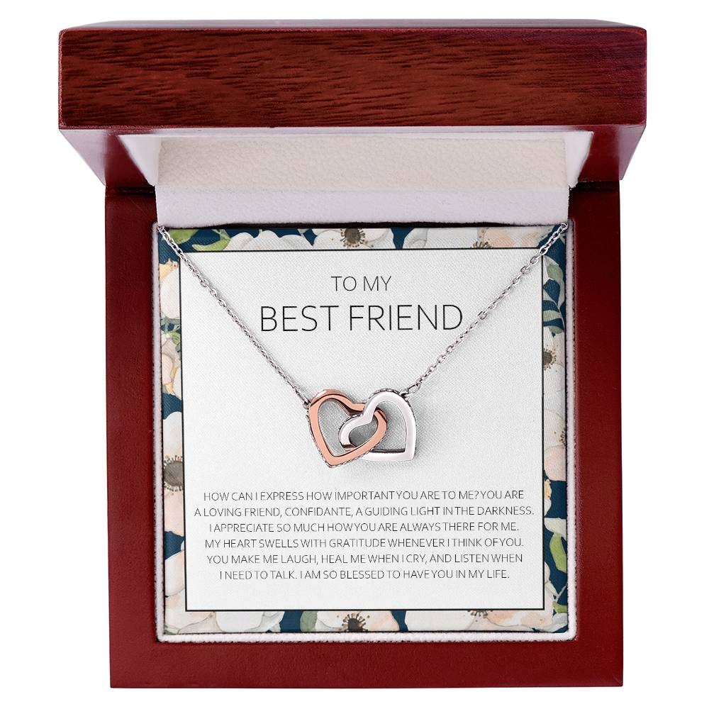 Best Friend Necklace - Bff Gift Jewelry Friends Forever Presents Heartfelt Card & Jewelry Gift For Birthday Holidays And More Interlocking Hearts Necklace