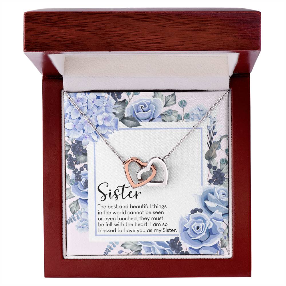 Sister Interlocking Hearts Necklace Message Card