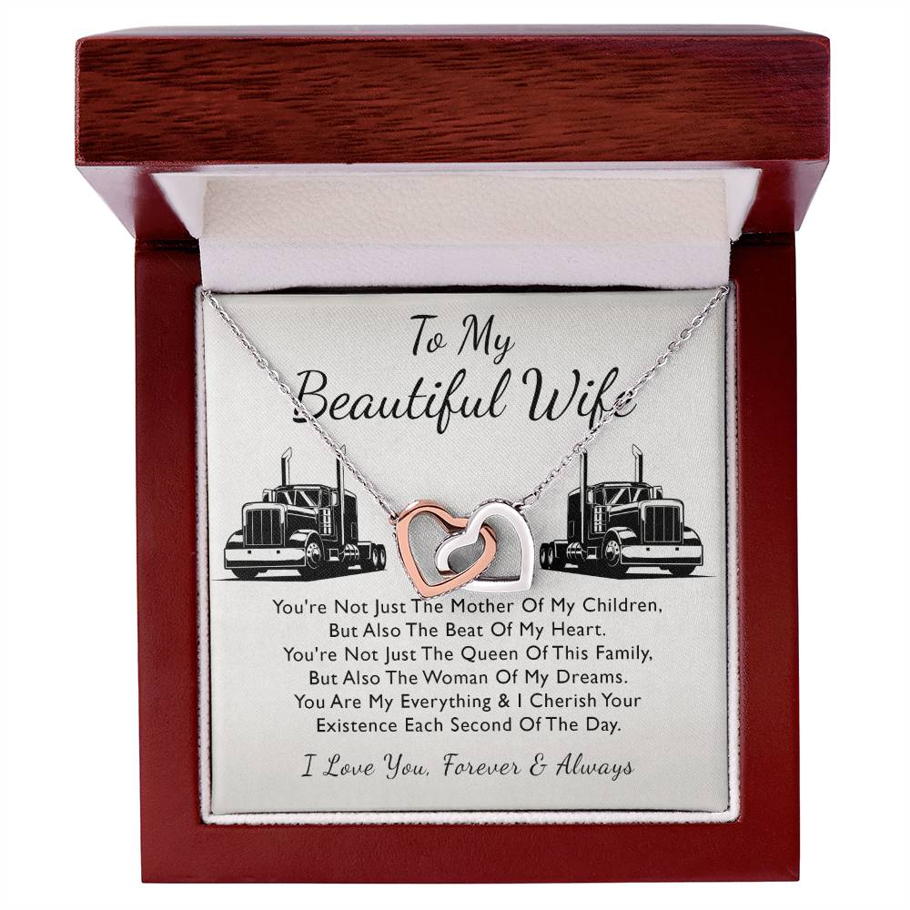 To My Beautiful Wife - Forever Heart Interlocking Hearts Necklace