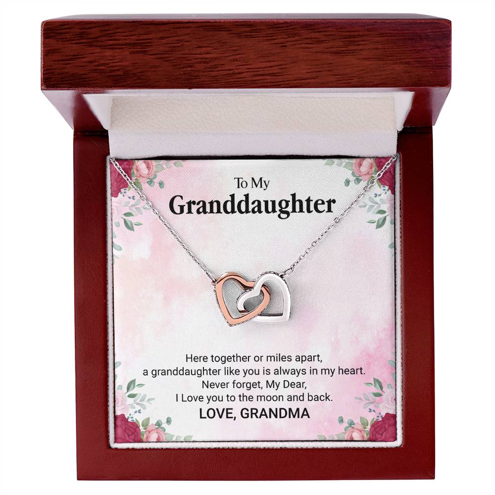 To My Granddaughter-Here Together-Lecklace Interlocking Hearts Necklace
