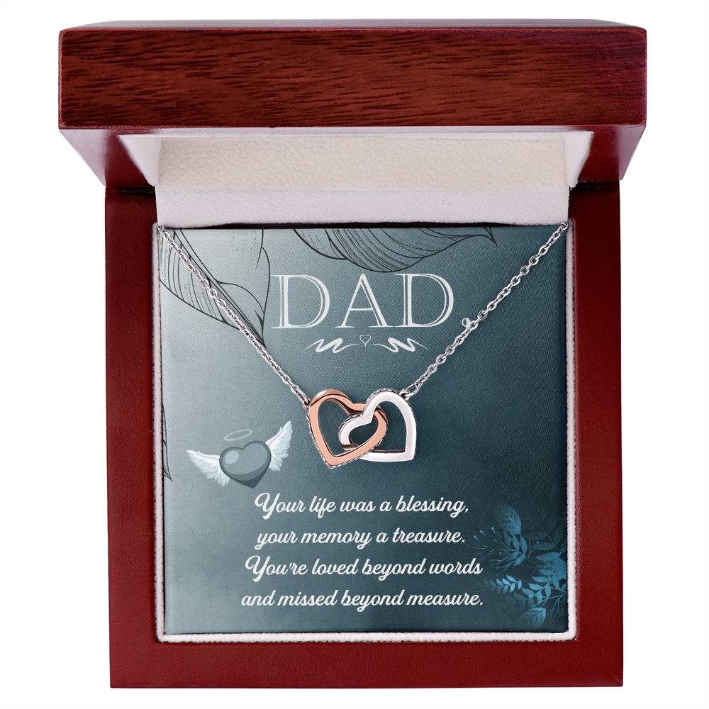 Dad - Your Life Was A Blessing - Necklace Interlocking Hearts Necklace