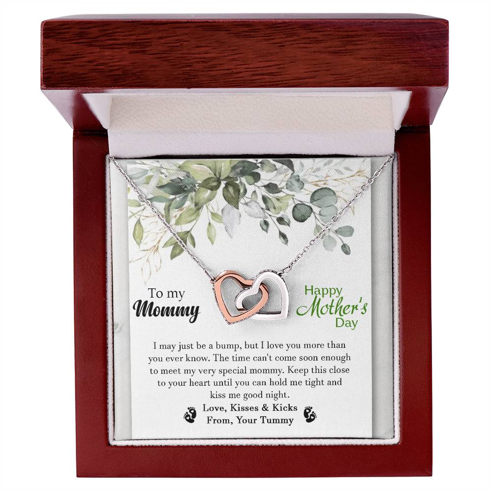 To My Mommy - From Your Tummy - Pregnancy Gift - Mother'S Day Gift - Luxury Necklace Interlocking Hearts Necklace