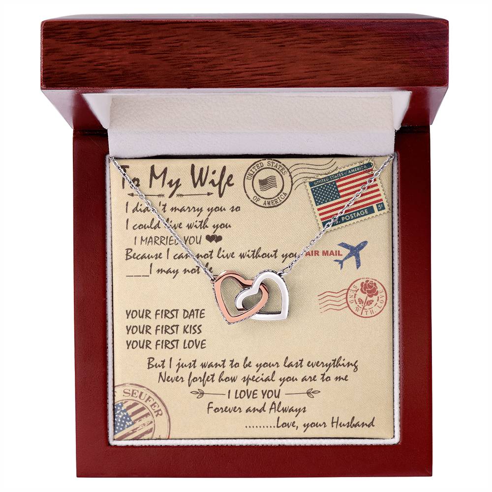 To My Wife Interlocking Hearts Necklace Message Card