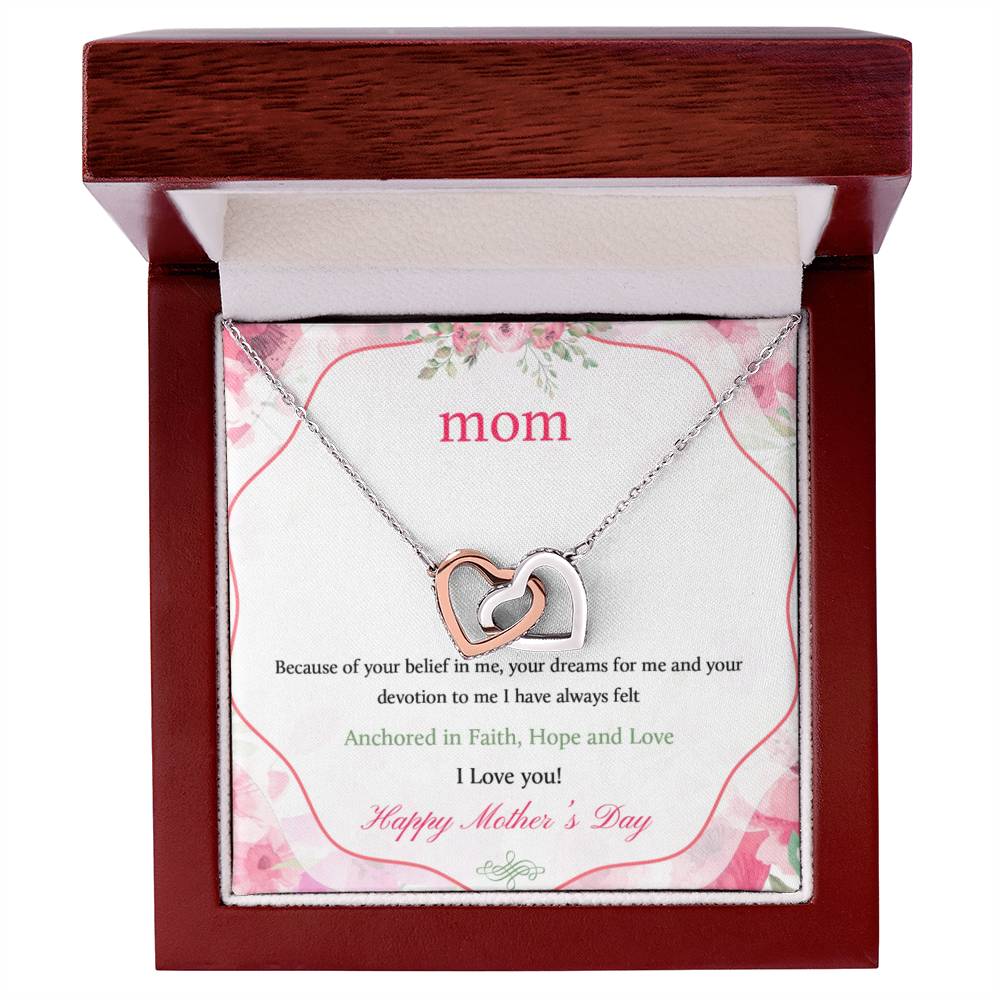 Happy Mothers Day Interlocking Hearts Necklace