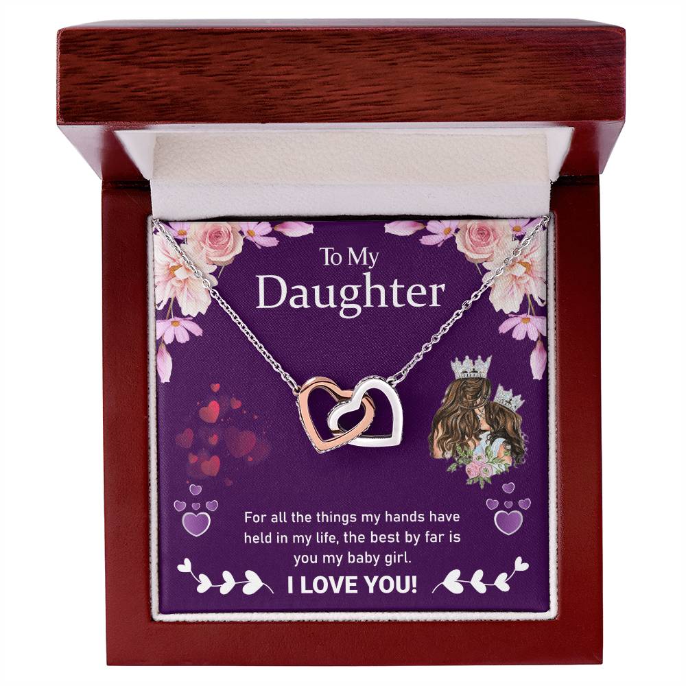 Love My Daughter Heart Locking Necklace Interlocking Hearts Necklace