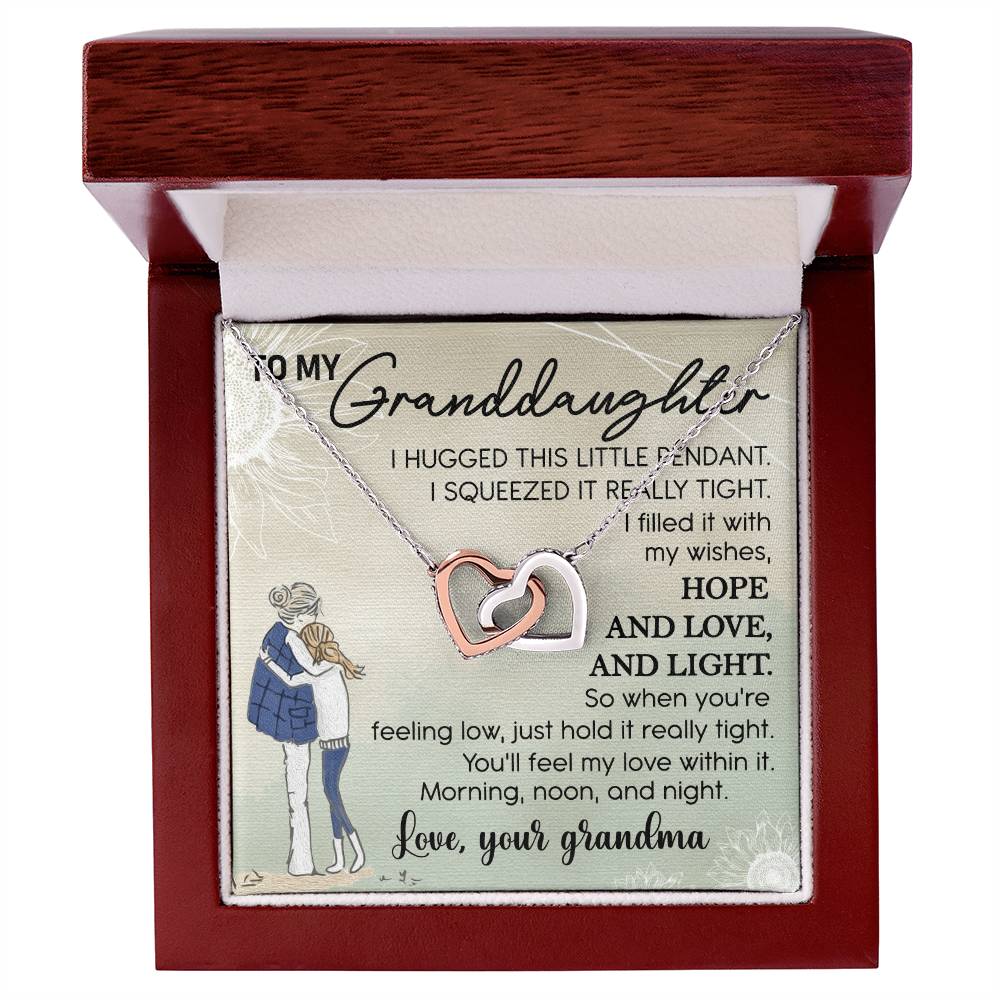 To My Granddaughter Interlocking Hearts Necklace Message Card
