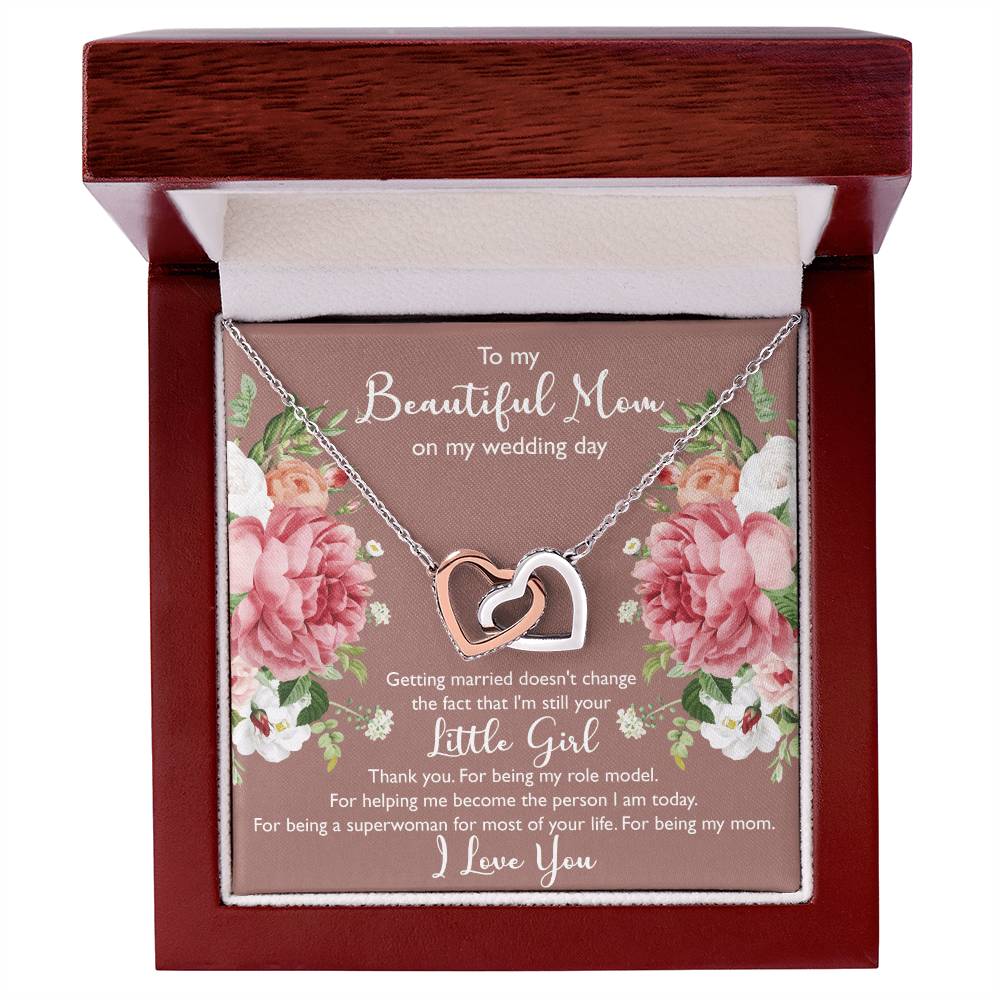 To My Beautiful Mom On My Wedding Day Interlocking Hearts Necklace