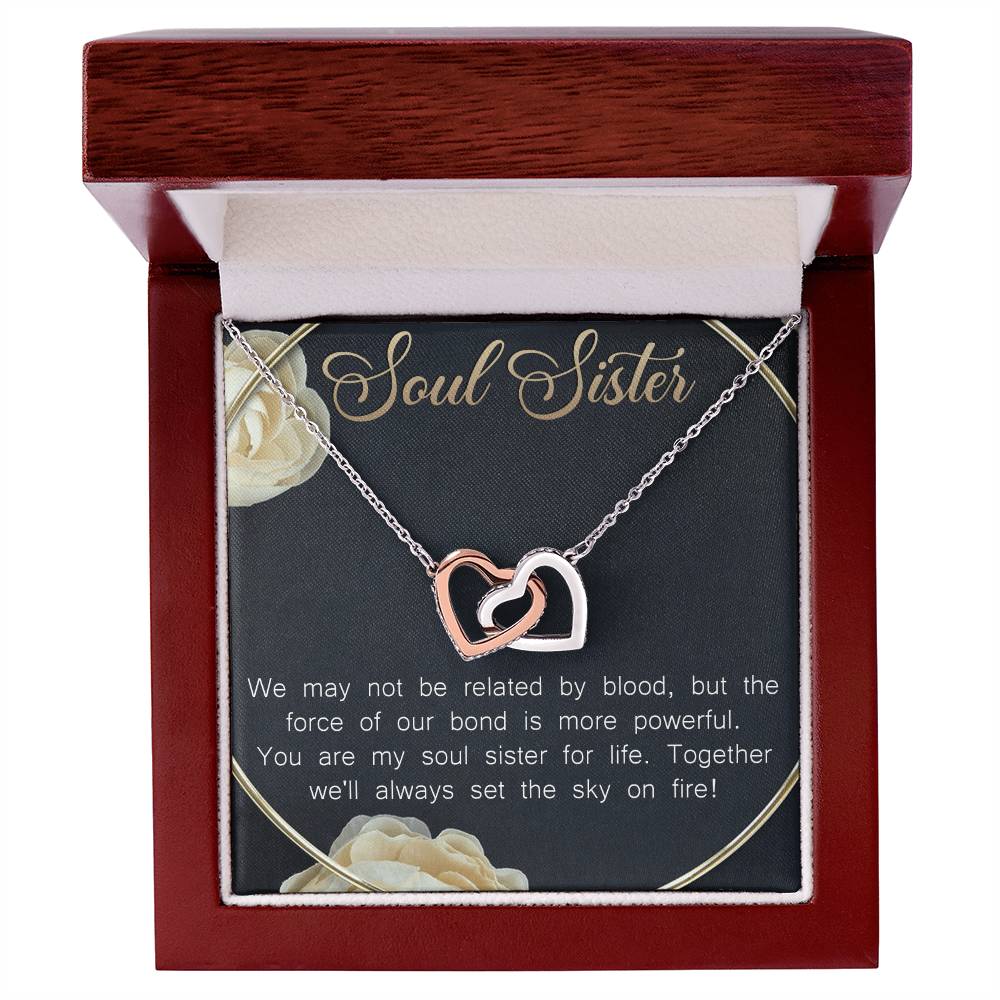 Soul Sister Interlocking Hearts Necklace Message Card