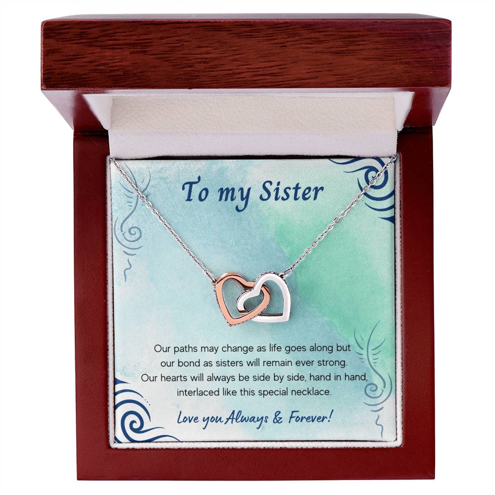 To My Sister Interlocking Hearts Necklace