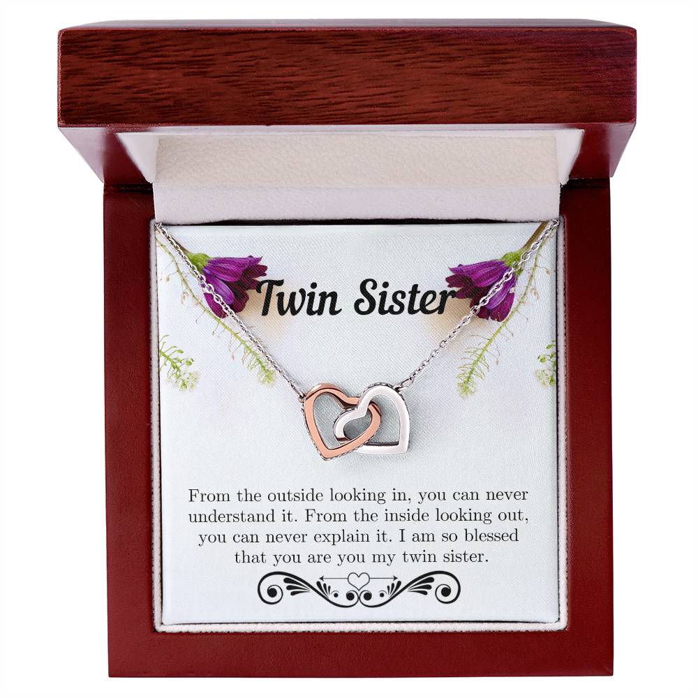 Twin Sister Necklace Interlocking Hearts Necklace
